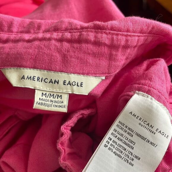 Barbiecore Bubblegum Pink Linen Blend Pullover Shirt / Shacket - Picture 15 of 16